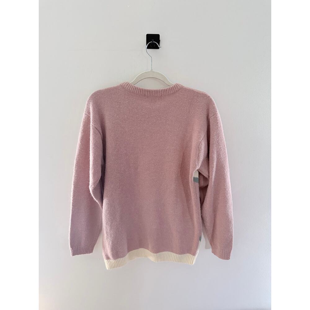 Vintage 1990s Alfred Dunner Pastel Pink Embroidered Rose Knit Sweater-Size M - Picture 5 of 5